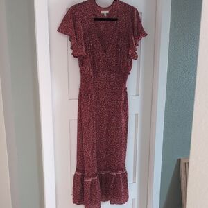 Max Studio Red Floral Midi Dress